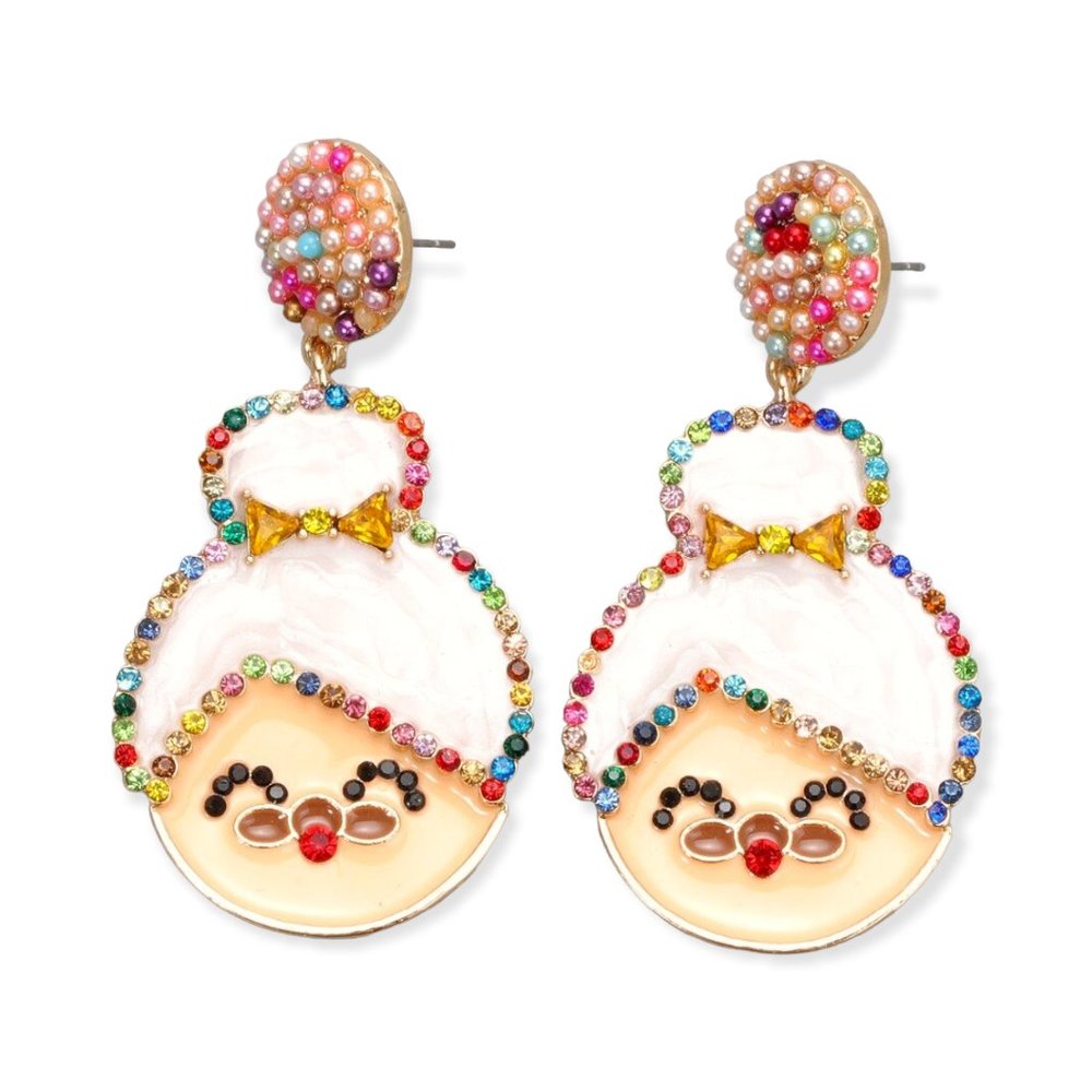 Mrs. Claus Crystal Drop Christmas Earrings